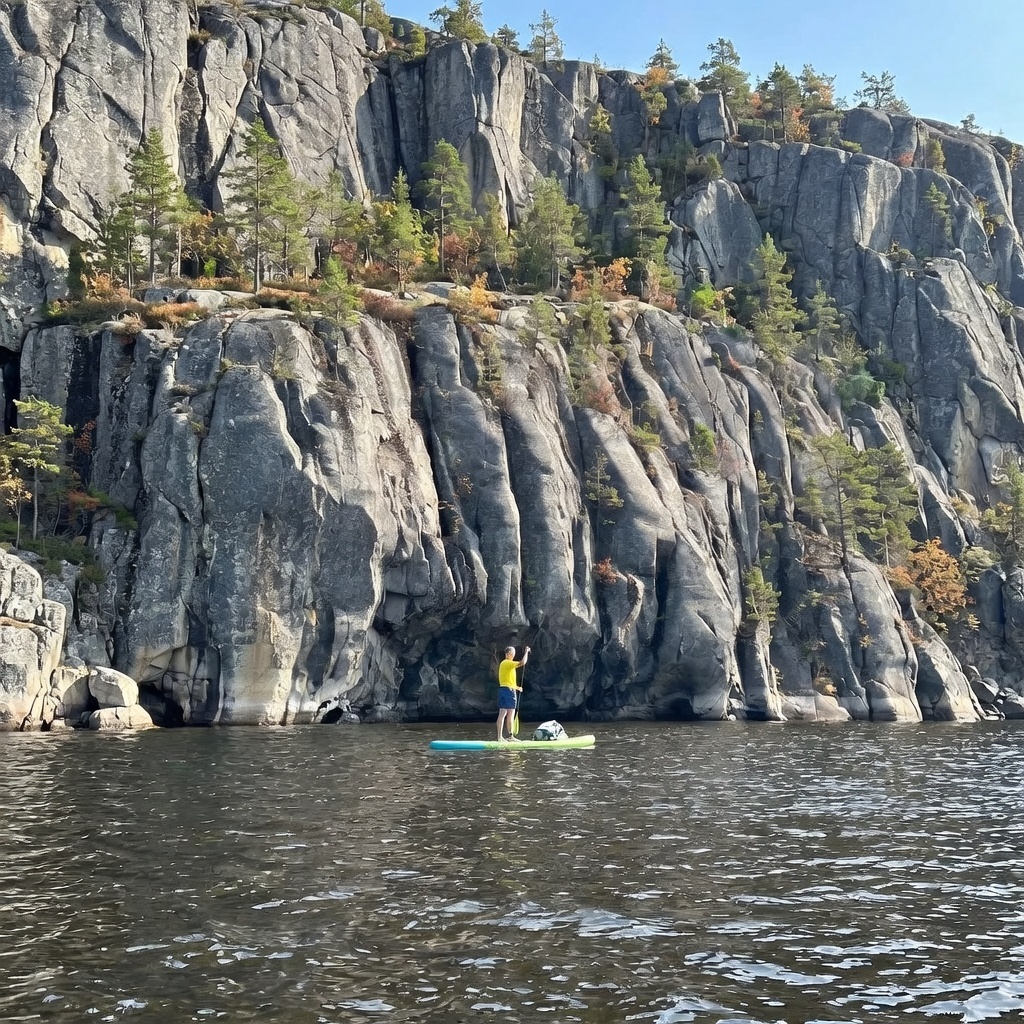Бухта Яковлева — SUP-доски на берегу среди шхер