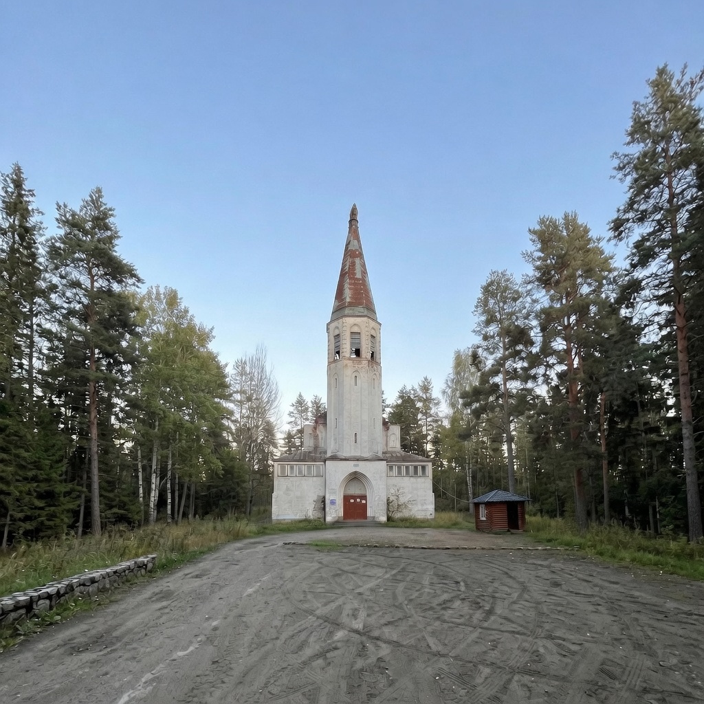Старинная лютеранская кирха среди карельских лесов
